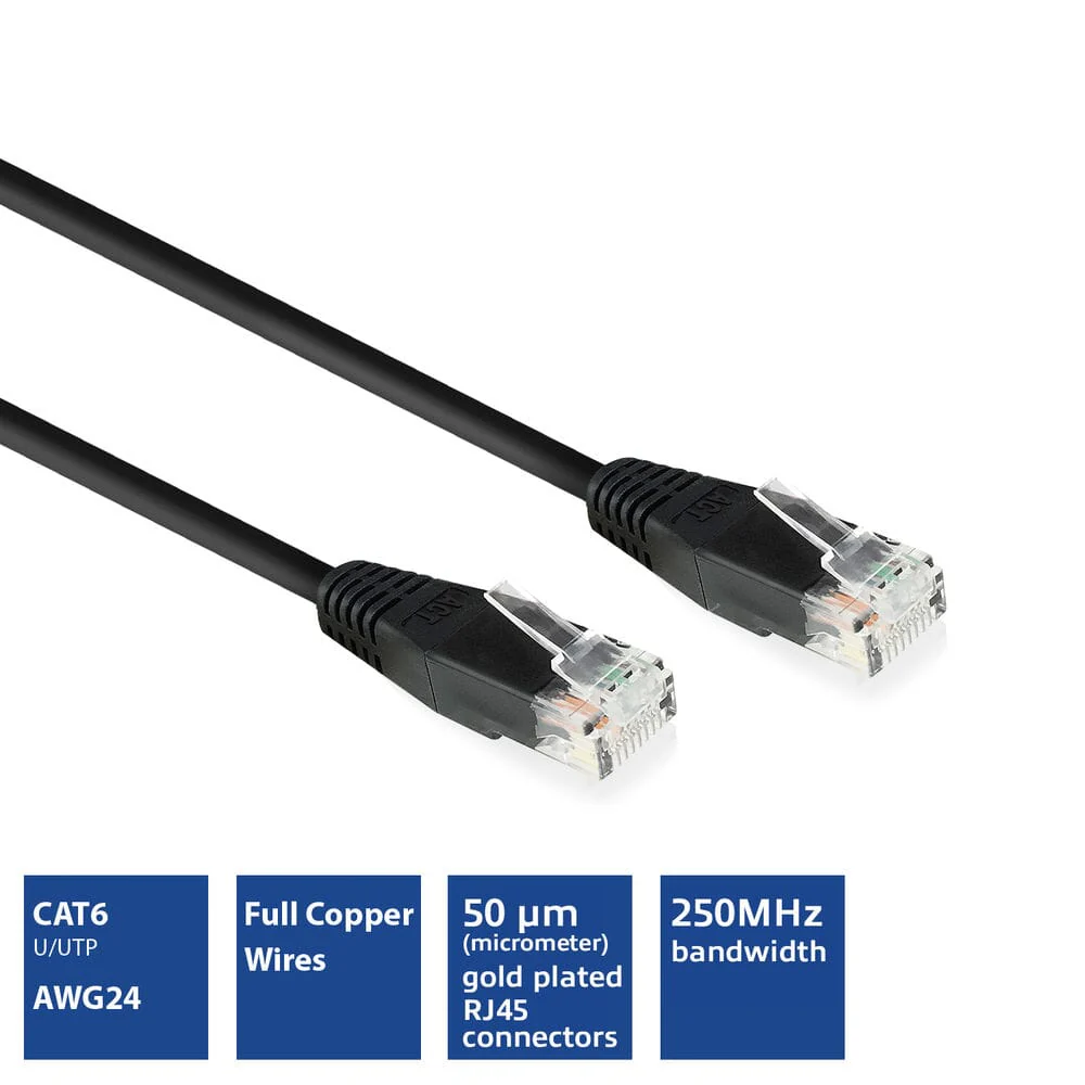 ACT Zwart 15,0 meter U/UTP CAT6 patchkabel met RJ45 Zip Bag - Image 2