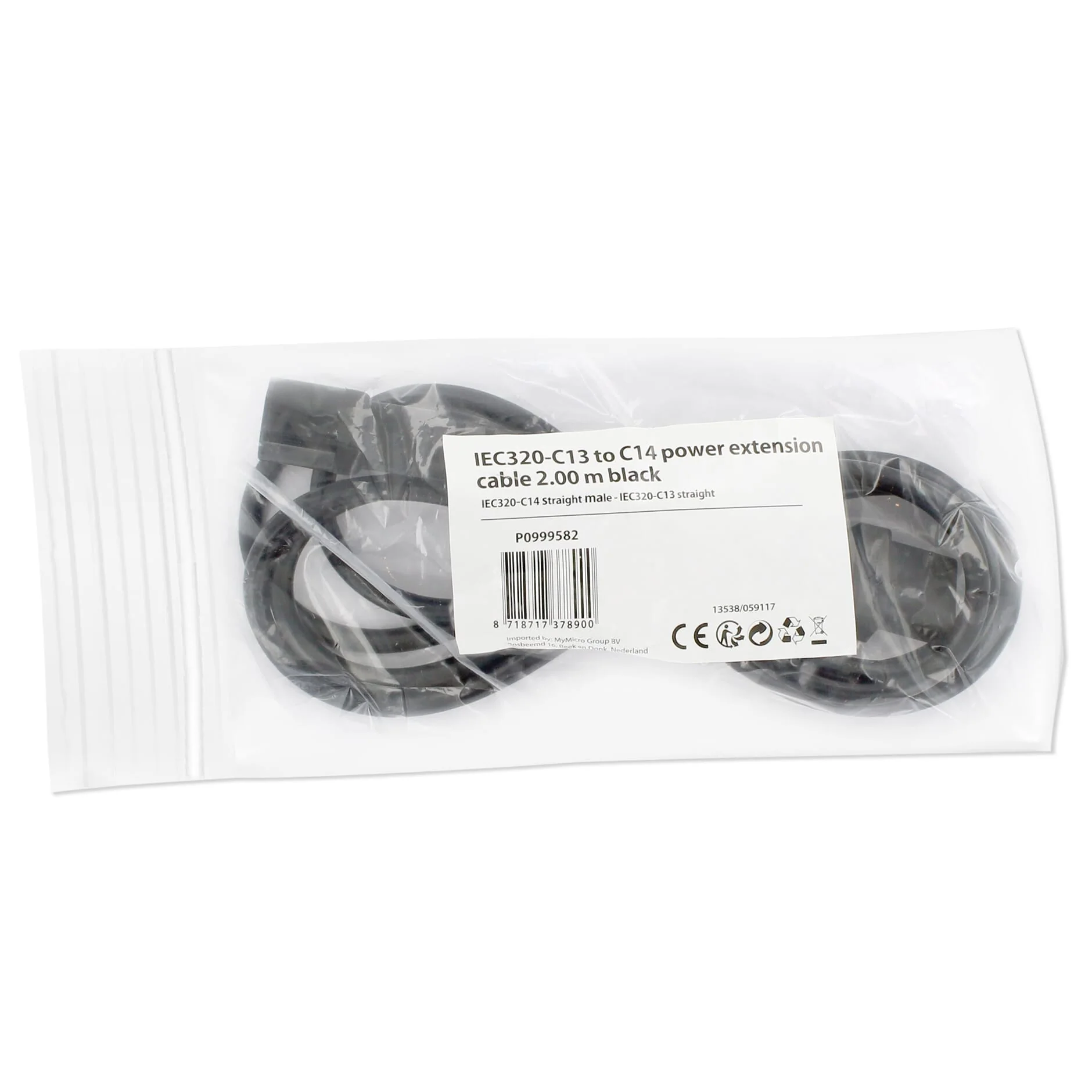 IEC320-C13 naar C14 Stroomverlengkabel 2 Meter - Zwart - Image 3