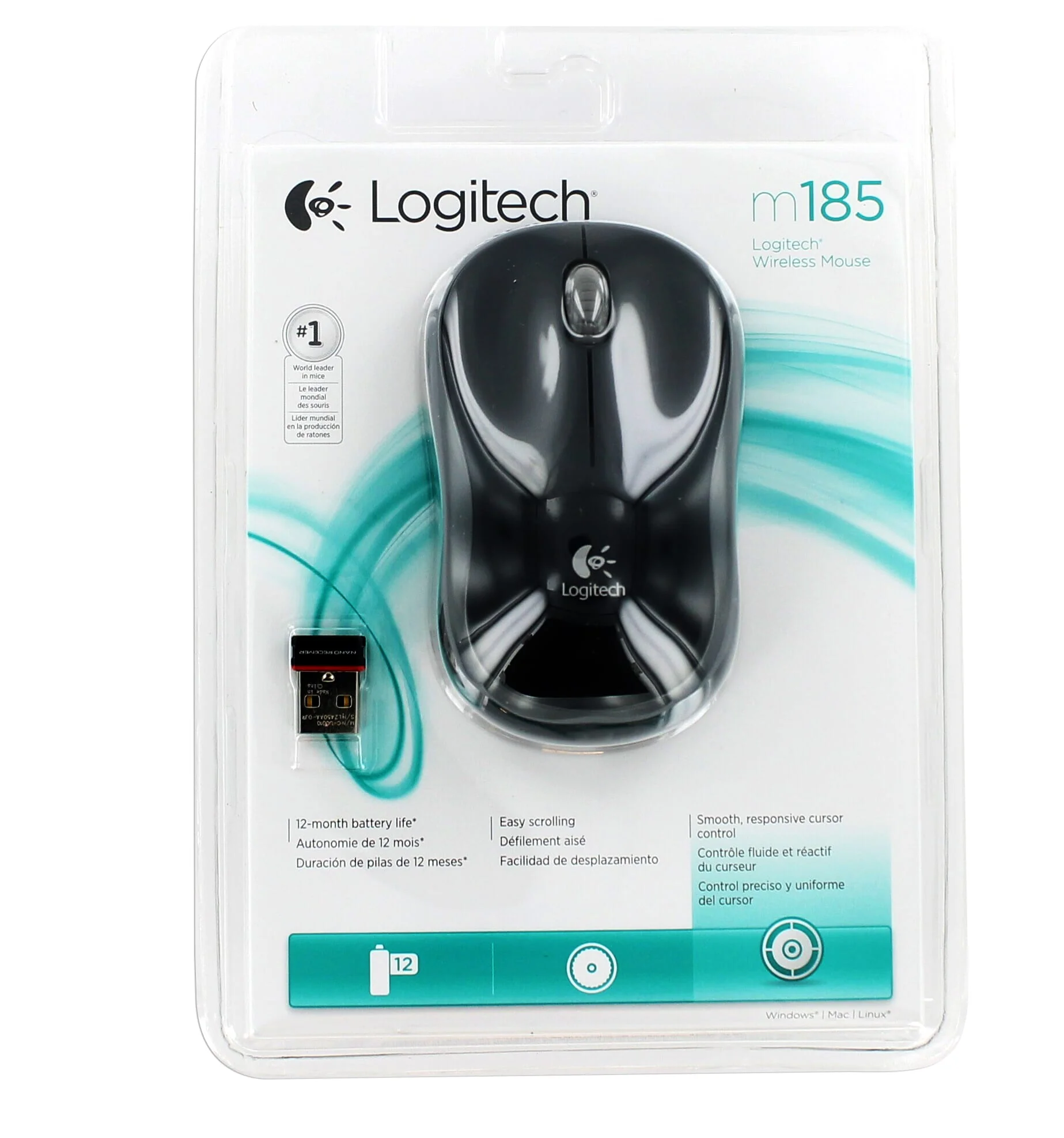 Logitech M185 Draadloze Optische Muis - Zwart/Grijs - Image 2