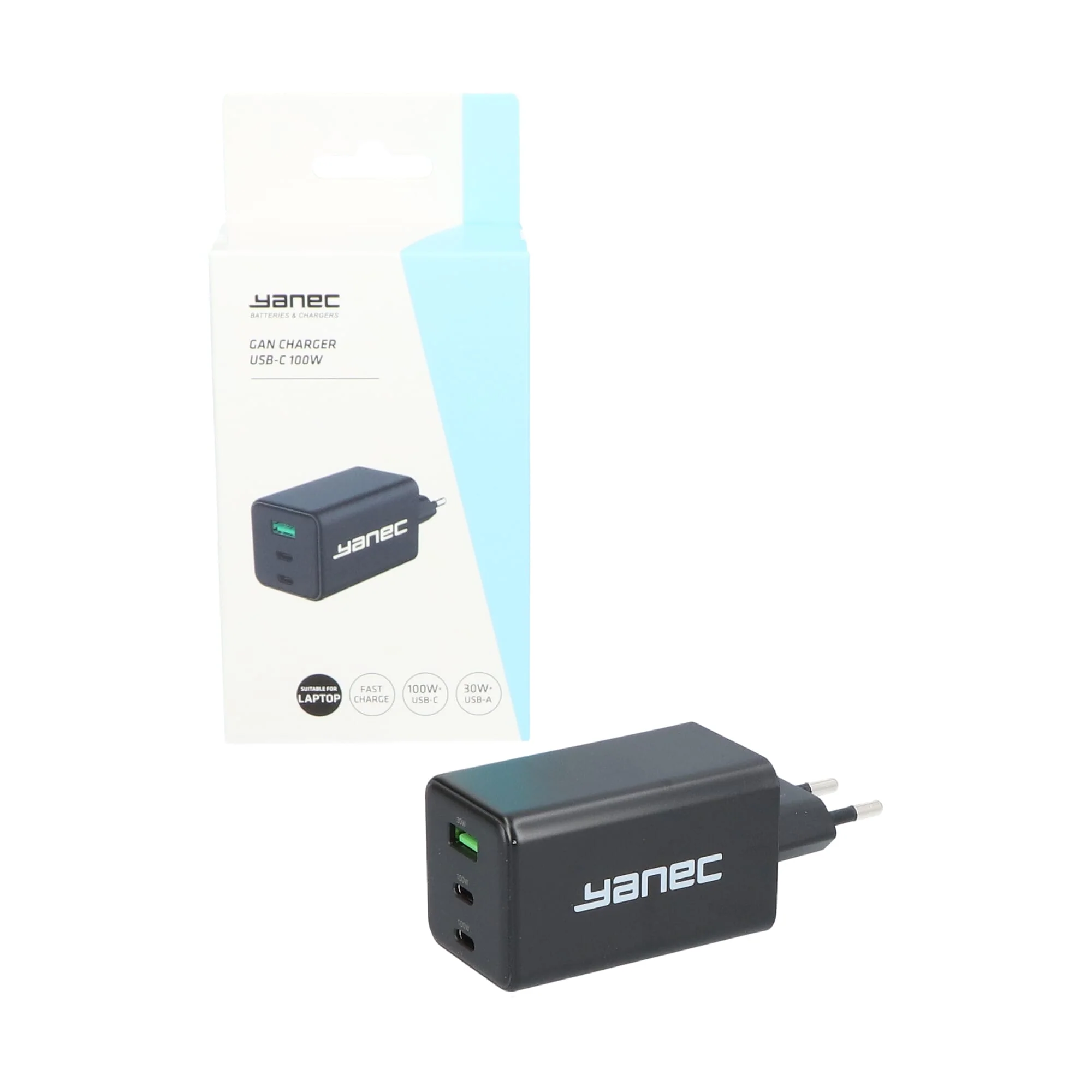Yanec Compacte GaN lader USB-A USB-C 100W - Image 2