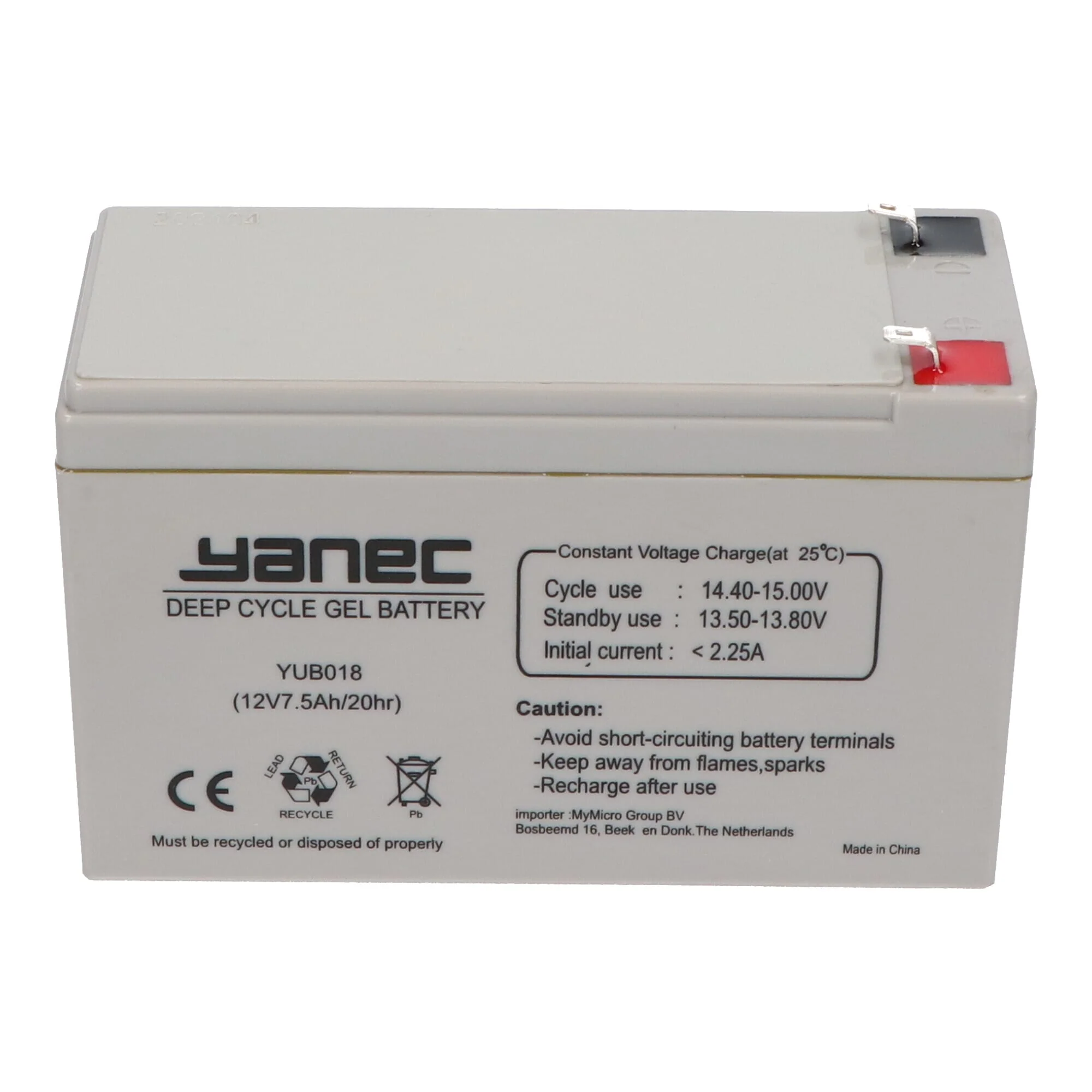 Yanec Gel Accu 12V 7.5Ah - Image 2