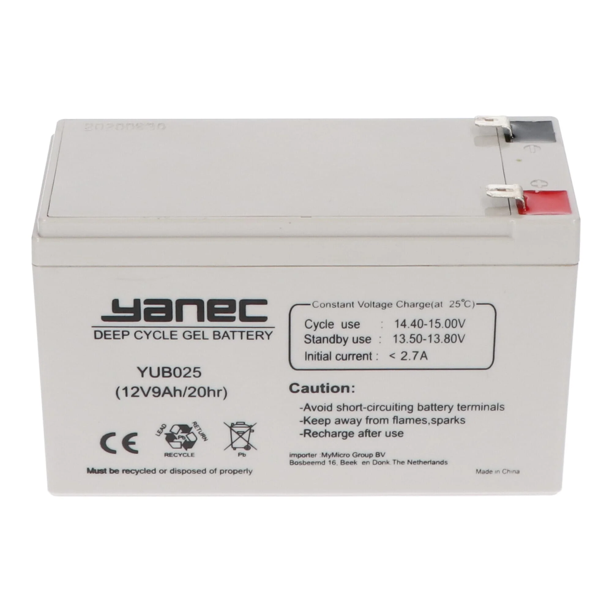 Yanec Gel Accu 12V 9Ah - Image 2