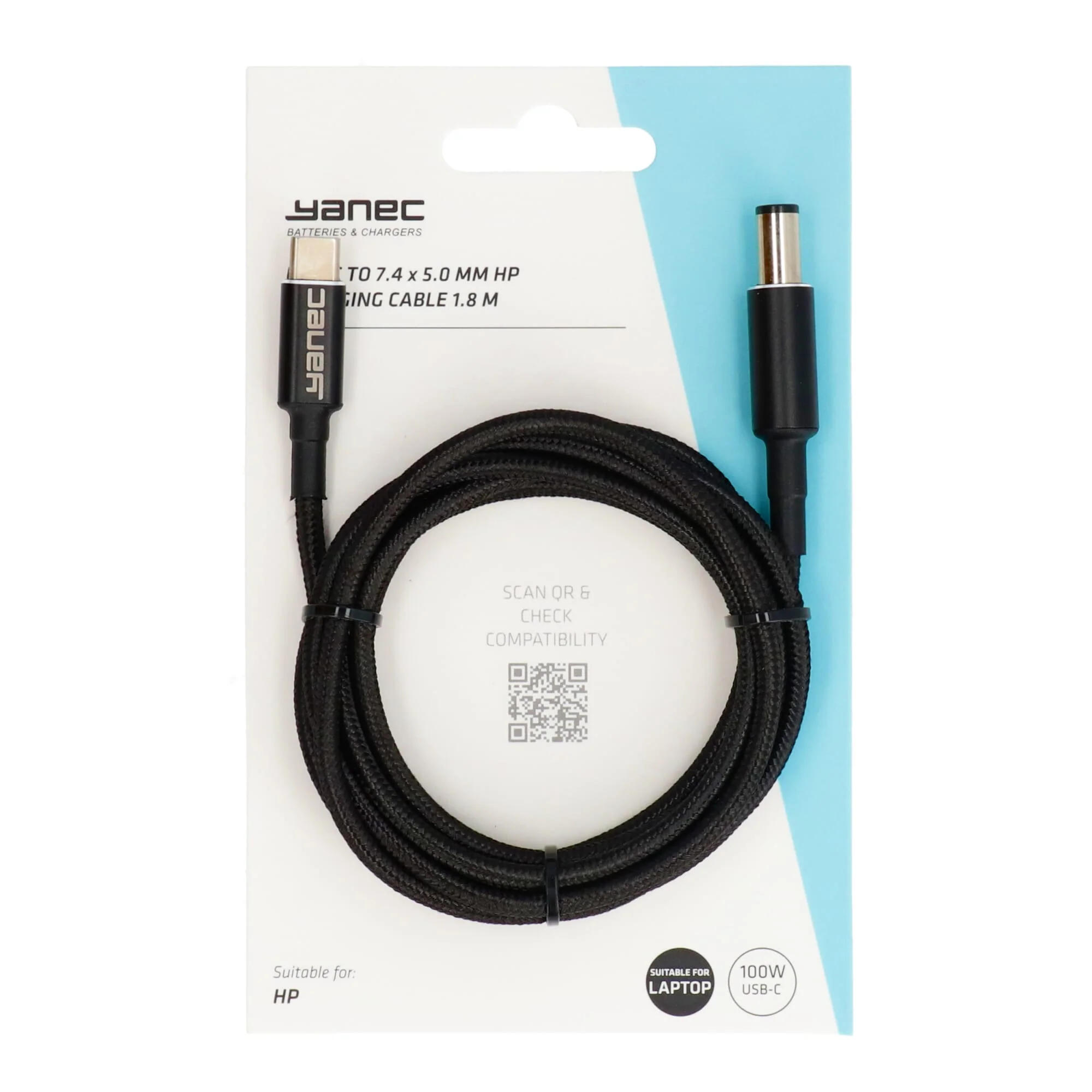 Yanec USB-C naar 7.4 x 5.0 mm HP laadkabel 1.8m - Image 3